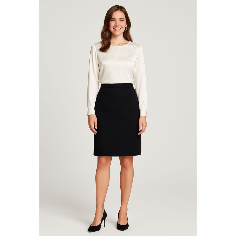 Vintage Albert Nipon Womens 100% Wool Classic Black Skirt Size 12‎ Officewear